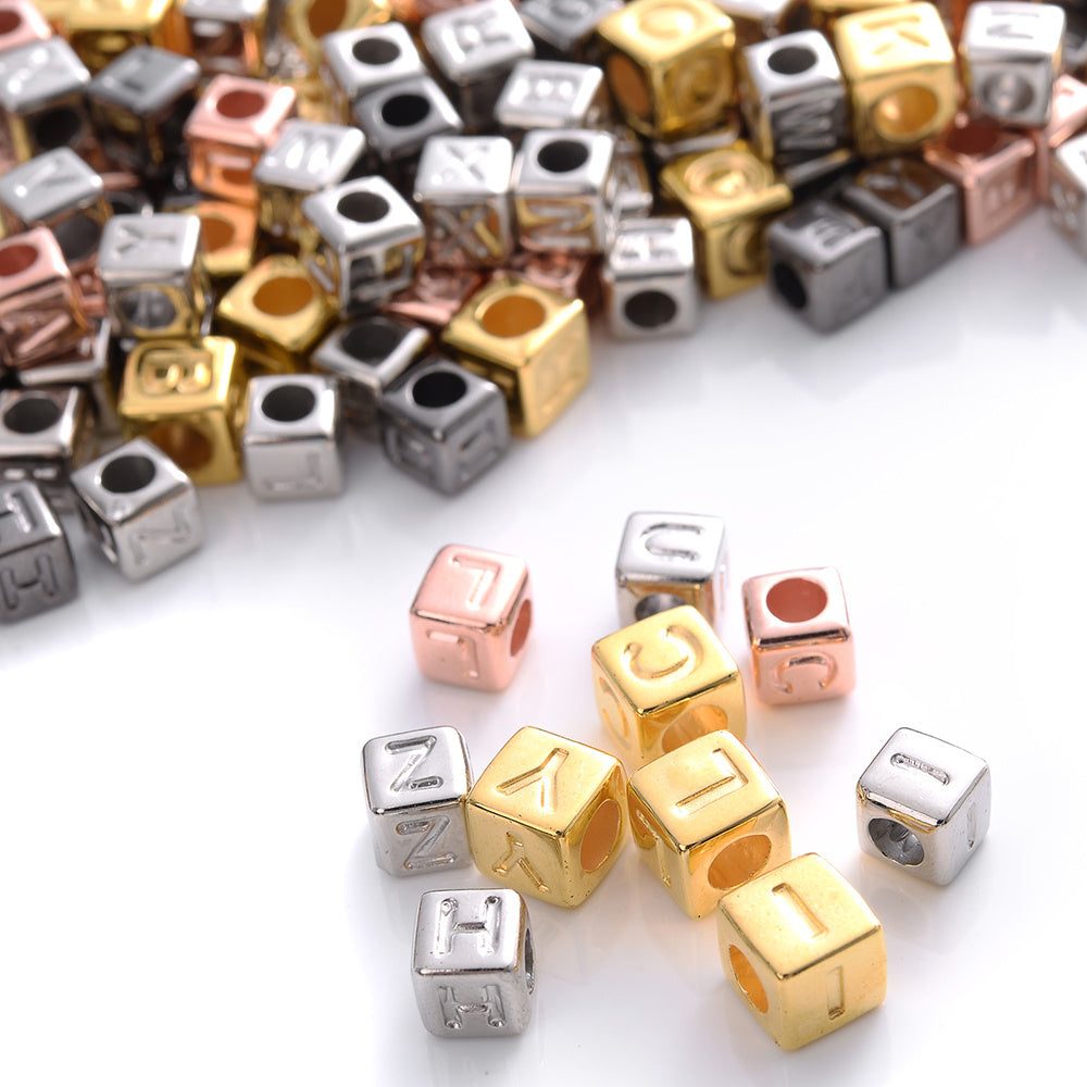 Retro Square CCB Letter Beads