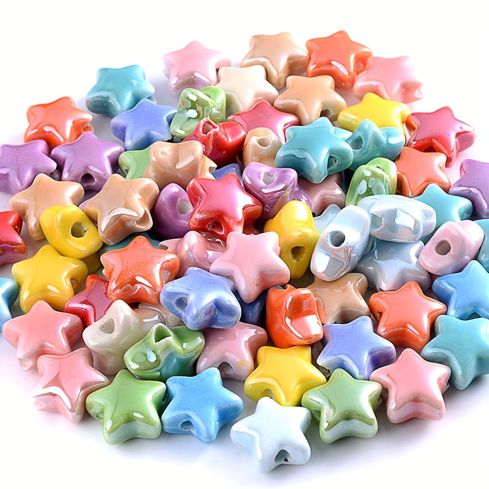10PCS 13.5mm Multicolor Star Ceramic Bead Set