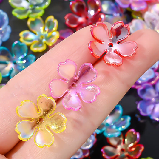 1.8 cm Multicolor Acrylic Five-Petal Flower Bead Caps
