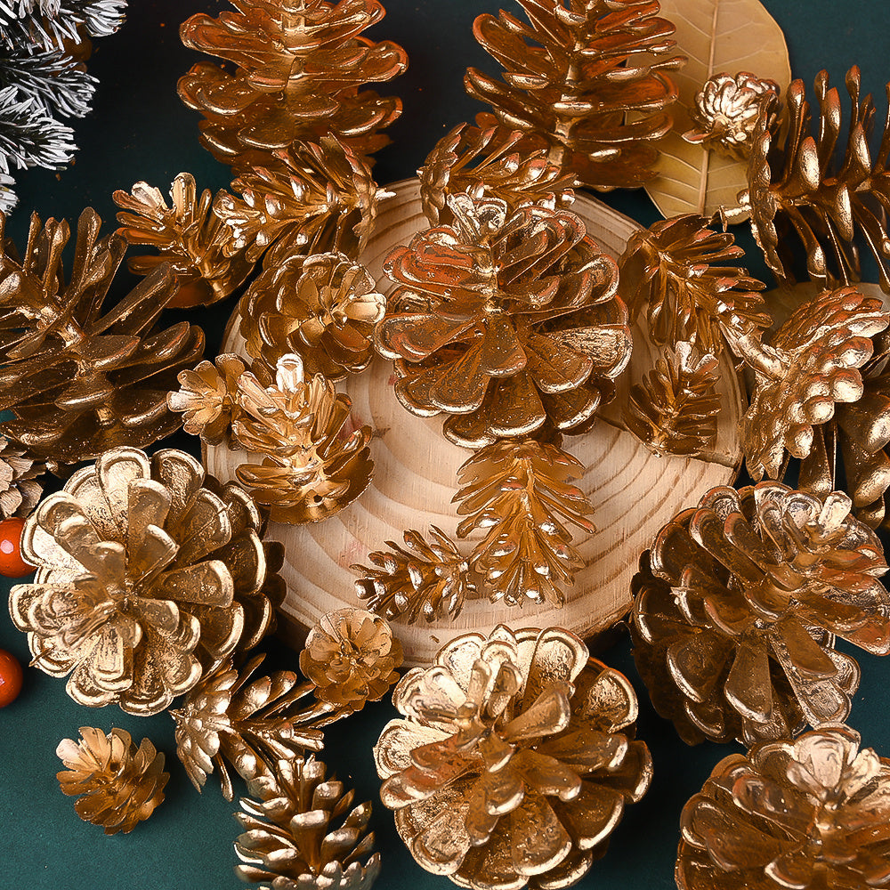 Golden Christmas Pine Cone Ornaments