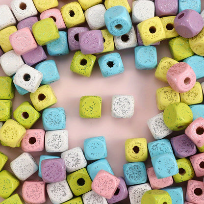 Sequined Square Wooden Beads