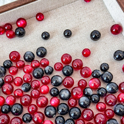 8/10 mm Red and Black Cat's Eye Resin Beads
