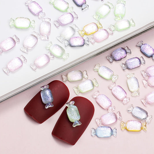 100PCS 11×5mm Glitter Candy Resin Embellishments