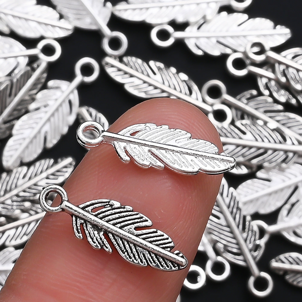 Silver Feather Alloy Pendants
