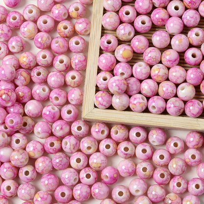 8 mm Mixed Color Cracked Acrylic Beads