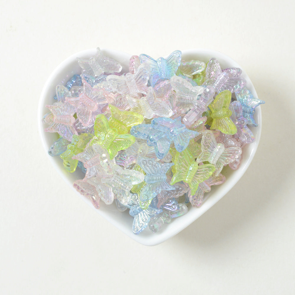 Green AB Acrylic Butterfly Beads