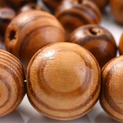 20–100PCS 8/10/12/14/16mm Brown Striped Pine Wood Beads