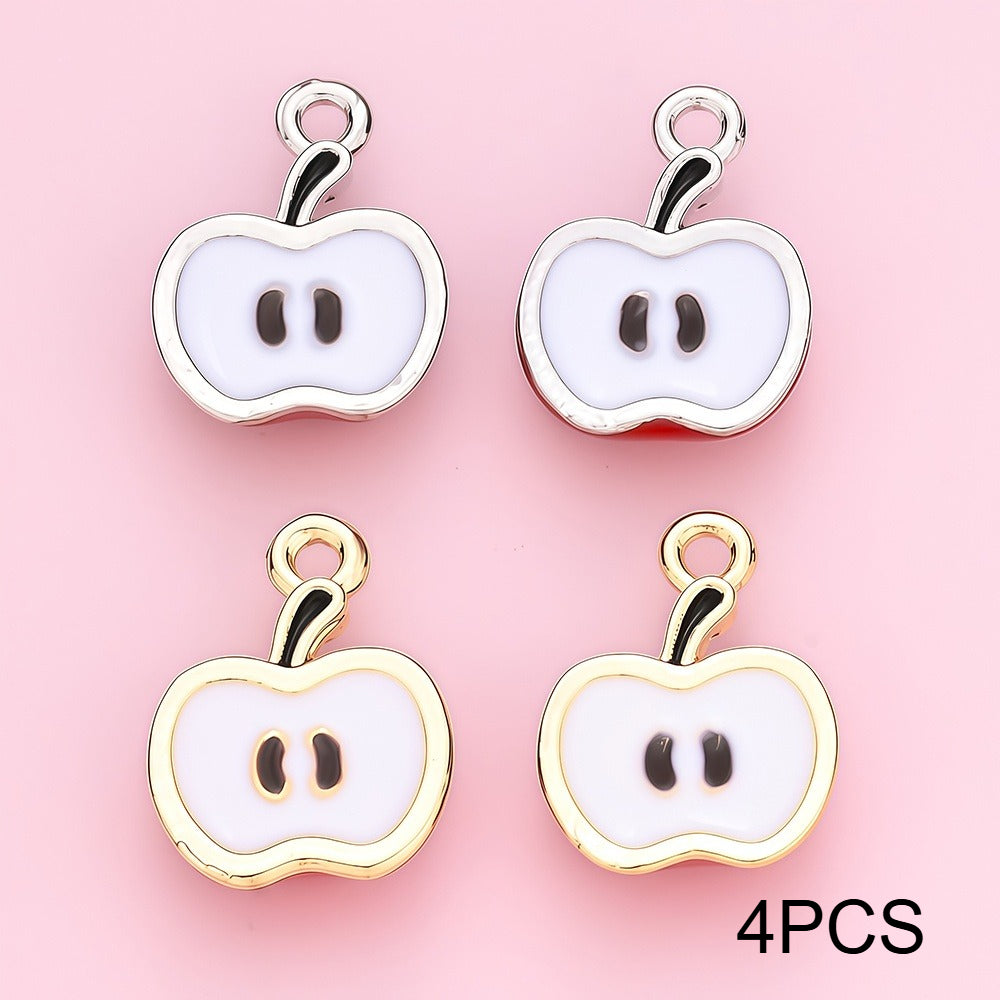 Gold Silver Apple Slice Alloy Pendants