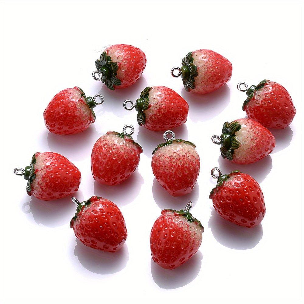 5PCS Red Resin Strawberry Charm Set