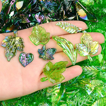 Green Acrylic Leaf Beads
