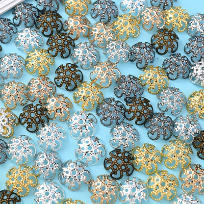 100PCS 9mm Flower Circle Metal-Plated Bead Cap Set