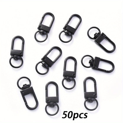 50-Piece Black Metal Swivel Lobster Clasp Set