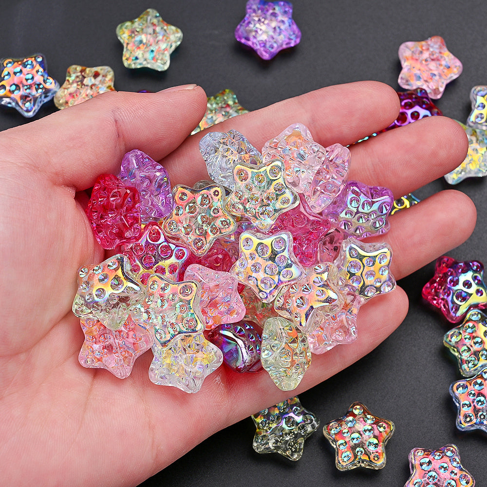 10PCS 18mm AB Shimmer Star Glass Bead Set