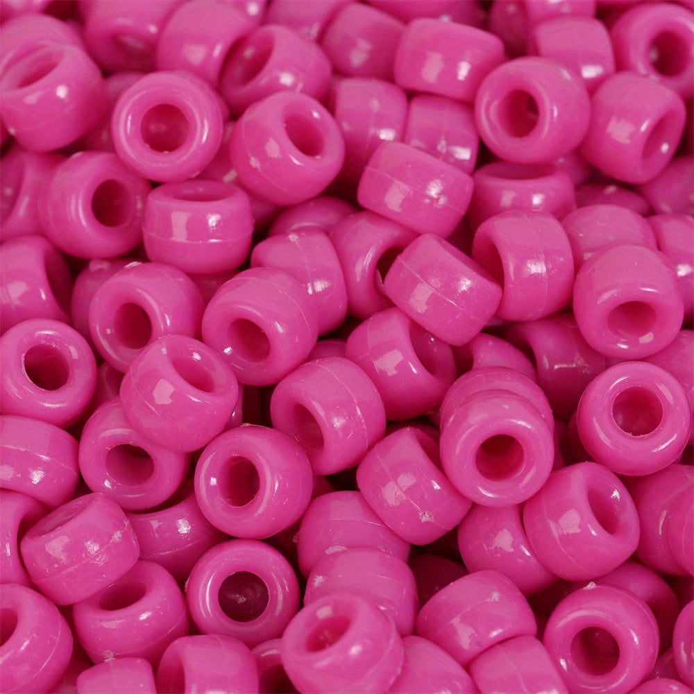 100pcs Colorful Acrylic Big Hole Pony Beads- 6x9mmLarge Hole Beads