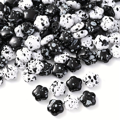 Black and White Plum Blossom Acrylic Spacer Beads