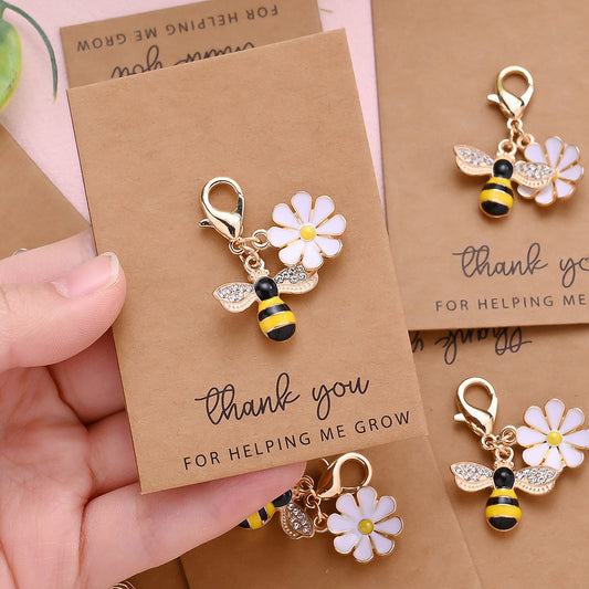 Rhinestone Bee Sunflower Keychains