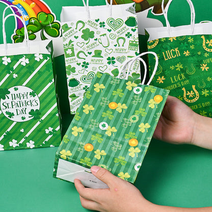 6-Piece 21x14.7x8 cm Kraft Paper Clover Gift Bags