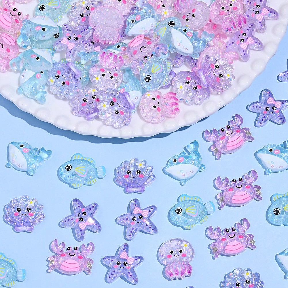 Colorful Ocean Series Resin Flatback Appliques