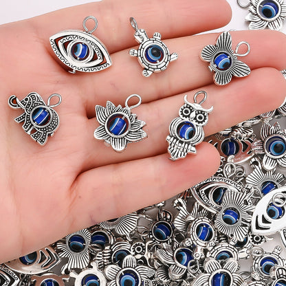 50PCS Vintage Evil Eye Alloy Pendant Set